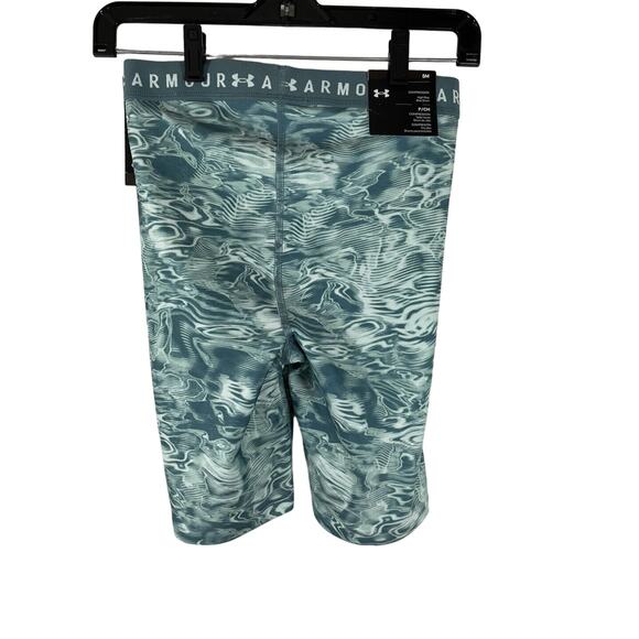 Under Armour HeatGear High Rise Blue Compression Bike Shorts - Picture 4 of 9